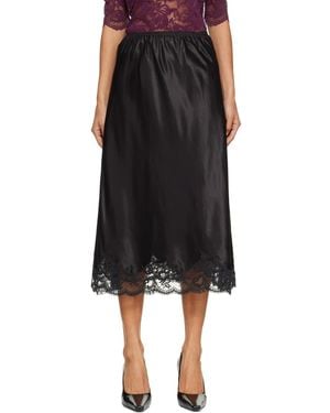Rabanne Silk Lace Midi Skirt - Black