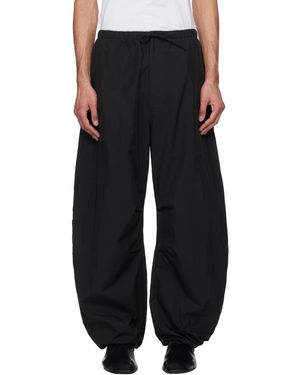 Amomento ブラック ドローストリング ワイド ファティーグパンツ