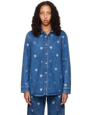 Mach & Mach Heart Denim Shirt - Blue