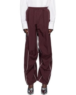 Pushbutton Piping Detail Tucked Track Trousers - Purple