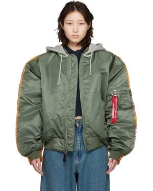 Vetements Khaki Alpha Industries Edition Attached Hood Bomber Jacket - Green