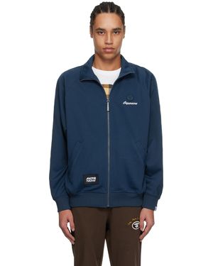Aape By A Bathing Ape Pull Bleu À Glissière Et À Logo Aape Now