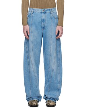 Mugler Washed Oversized Spiral Jeans - Blue