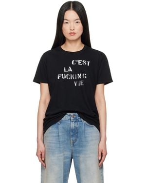 R13 ブラック 'C'Est La Fucking Vie' Boy Tシャツ