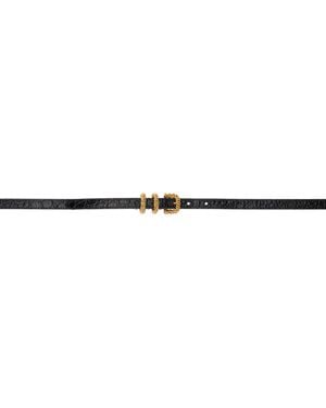 BY FAR Kat Circular Croco Embossed Leather Belt - Black