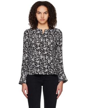 Ganni Black & White Floral Blouse