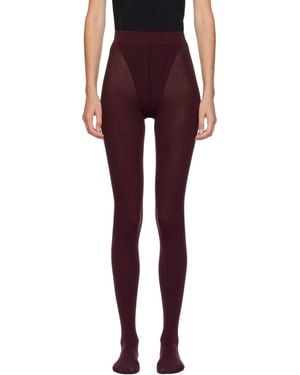 Alaïa Burgundy Integrated Feet Tights - Red