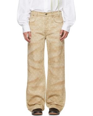 Marine Serre Faded Moon Denim Straight Jeans - Natural