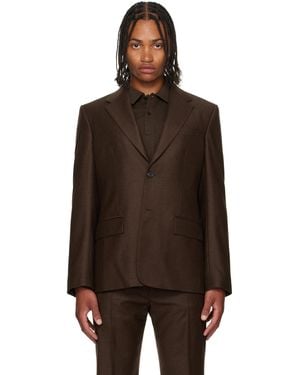 Ferragamo Single Breasted Flannel Blazer - Black