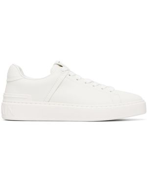 Balmain Baskets B-Court Blanches En Cuir De Veau