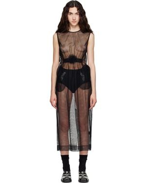 Simone Rocha Gathered Rose Contour Midi Dress - Black