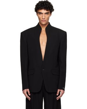 Mugler Collarless Tailored Blazer - Black