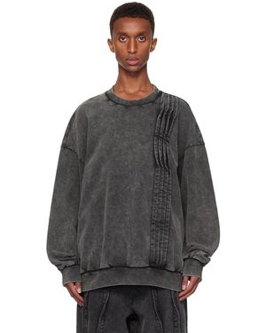 Feng Chen Wang Pleated Fading French Terry Sweatshirt - Black