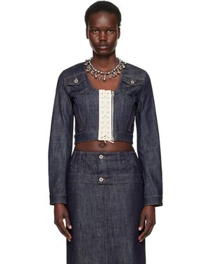 Jean Paul Gaultier 'The Contrasting Lace-Up' Denim Jacket - Blue