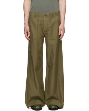 R13 Khaki D'Arcy Flare Utility Cargo Trousers - Green