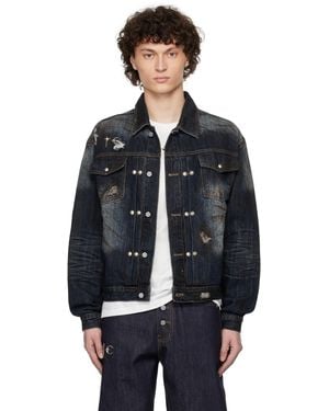 THUG CLUB Burn Down Denim Jacket - Black
