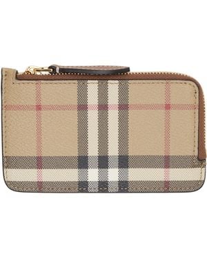 Burberry Check Zip Wallet - Natural