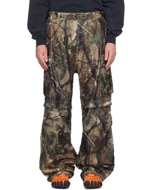 Balenciaga Camo Flocked Cotton Baggy Cargo Trousers - Grey
