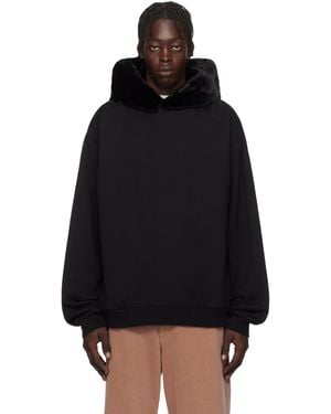 Marni ブラック ブラッシュド オーガニックコットン＆フェイクファー フーディ