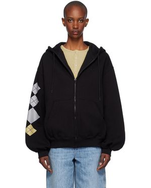 OPEN YY Argyle Box Hoodie - Black