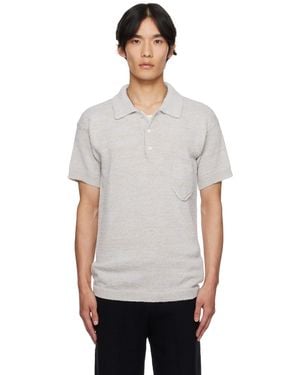 Maison Margiela ベージュ パッチポケット ニットポロシャツ - ブラック