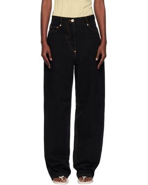Pushbutton Straight Jeans - Black