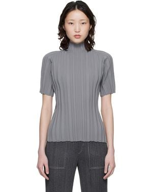 Pleats Please Issey Miyake Rib Knit Top - Black