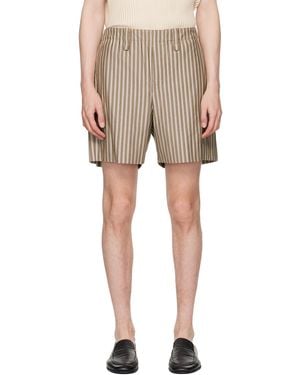Homme Plissé Issey Miyake Stripe Jersey Shorts - Natural