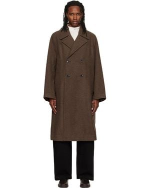 Lemaire Double-Breasted Coat - Brown