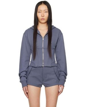 Dion Lee Grey Layered Corset Hoodie - Black