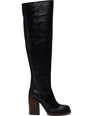 Dries Van Noten 100Mm Square Toe Tall Boots - Black