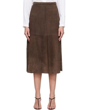 Max Mara ブラウン Cipria スエード ミディアムスカート - ブラック