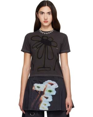 Collina Strada Flower Pot Pierced T-Shirt - Black