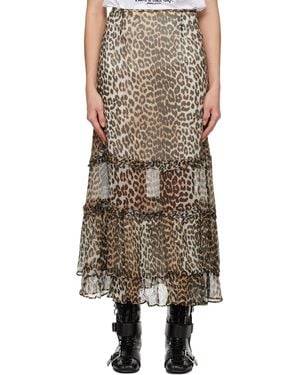 Ganni Long Chiffon Ruffle Maxi Skirt - Multicolour