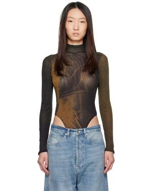 Jean Paul Gaultier Ssense Exclusive High Neck Printed Acid Water Bodysuit - Black