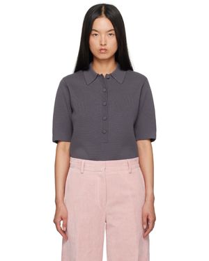 Dries Van Noten トープ メリノウール ニットポロシャツ - ブラック