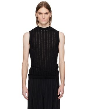 Louis-Gabriel Nouchi Ribbed Sleeveless Laddering Tank Top - Black