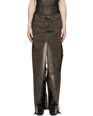 Rick Owens Tower Sliced Denim Maxi Skirt - Green
