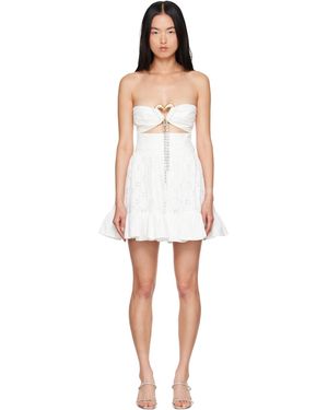 Area Broderie Anglaise Heart Draped Minidress - Black