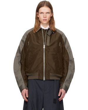 Sacai Cotton Chino & Nylon Twill Bomber Jacket - Brown