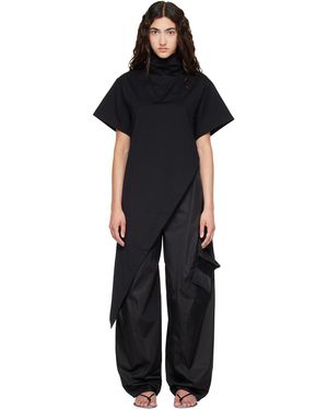 Alaïa T-Shirt Noir En Jersey De Coton À Ourlet Triangulaire