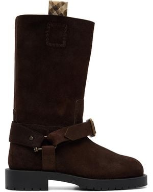 Burberry Suede Soft Saddle Low Boots - Brown