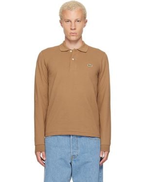 Lacoste Polo À Manches Longues L.12.12 Brun Clair À Coupe Classique - Neutre
