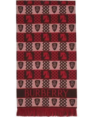 Burberry Chess Fair Isle Wool Scarf - Red