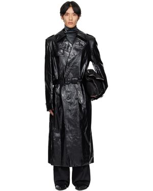MM6 by Maison Margiela Shiny Coated Linen Coat - Black