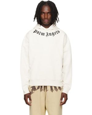 Palm Angels Off- Neck Logo Hoodie - Natural