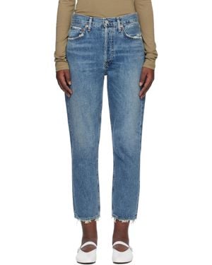 Agolde AGOLDE Blue Riley High Rise Straight Crop Jeans