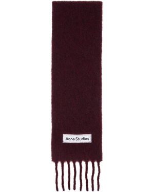 Acne Studios Écharpe Bourgogne À Logo Et À Franges - Violet