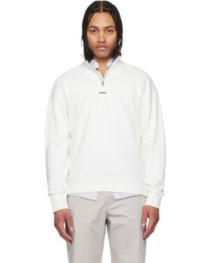 HUGO Cotton-Terry Logo Zip Neck Track Jacket - White