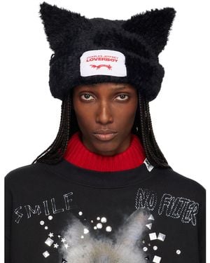 Charles Jeffrey Fluffy Chunky Ears Beanie - Black